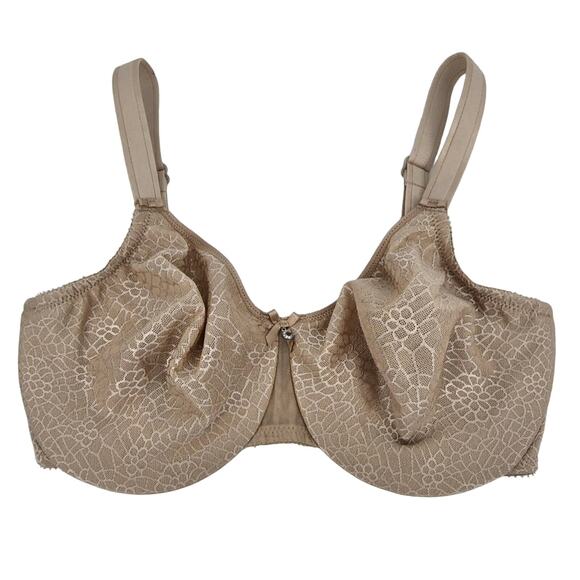 Chantelle Nude Floral Full Coverage Back Clasp Underwire Bra Size 32DDDD - Picture 1 of 4